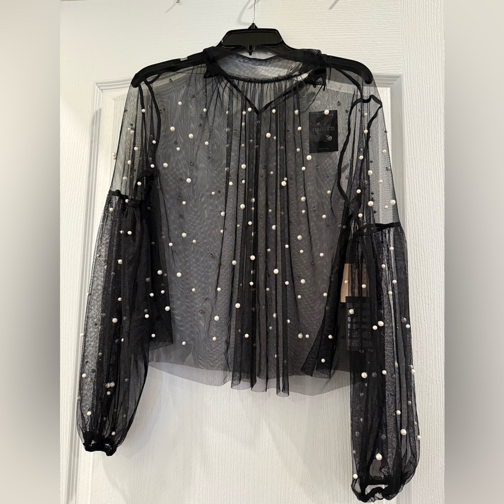 Forever 21 pearl sheer top
